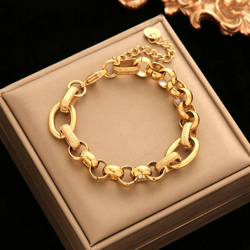 Bracelet torsadé en acier inoxydable 316l doré 18k