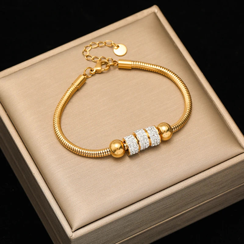 Bracelet torsadé en acier inoxydable 316l doré 18k