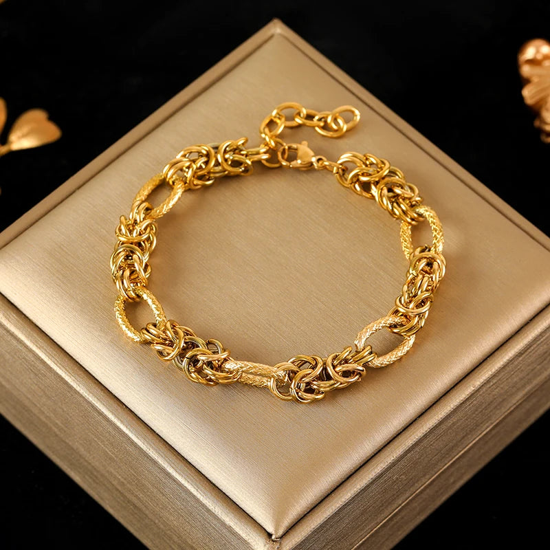Bracelet torsadé en acier inoxydable 316l doré 18k