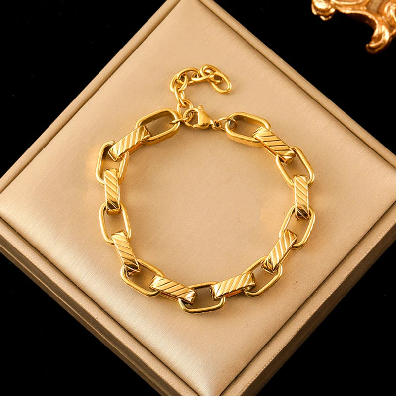 Bracelet torsadé en acier inoxydable 316l doré 18k