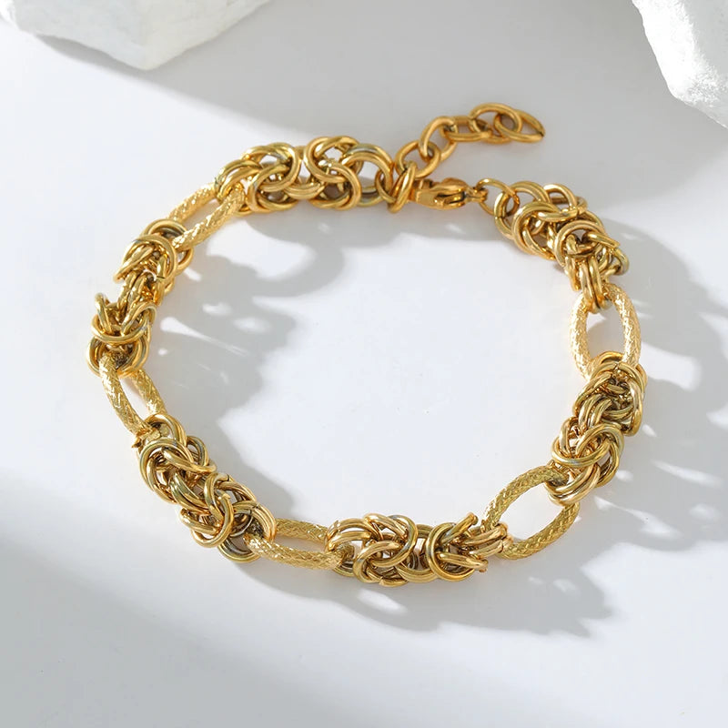 Bracelet torsadé en acier inoxydable 316l doré 18k