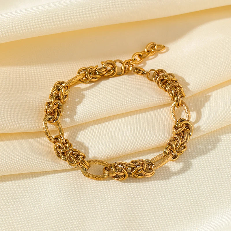 Bracelet torsadé en acier inoxydable 316l doré 18k