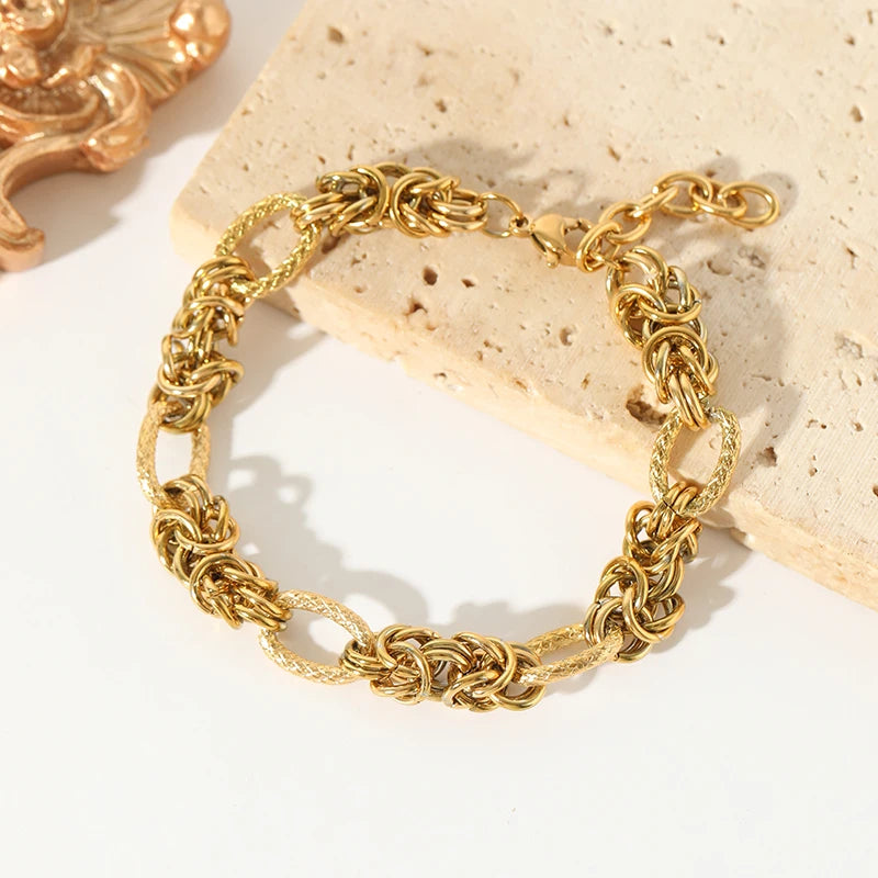Bracelet torsadé en acier inoxydable 316l doré 18k