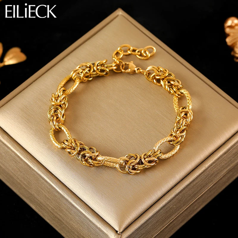Bracelet torsadé en acier inoxydable 316l doré 18k