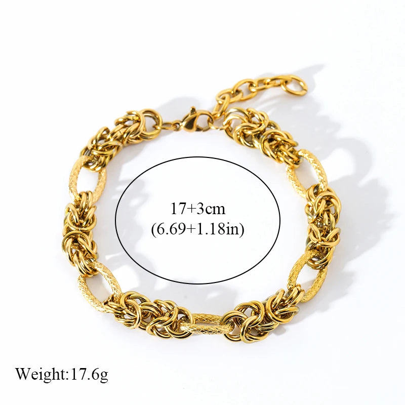 Bracelet torsadé en acier inoxydable 316l doré 18k