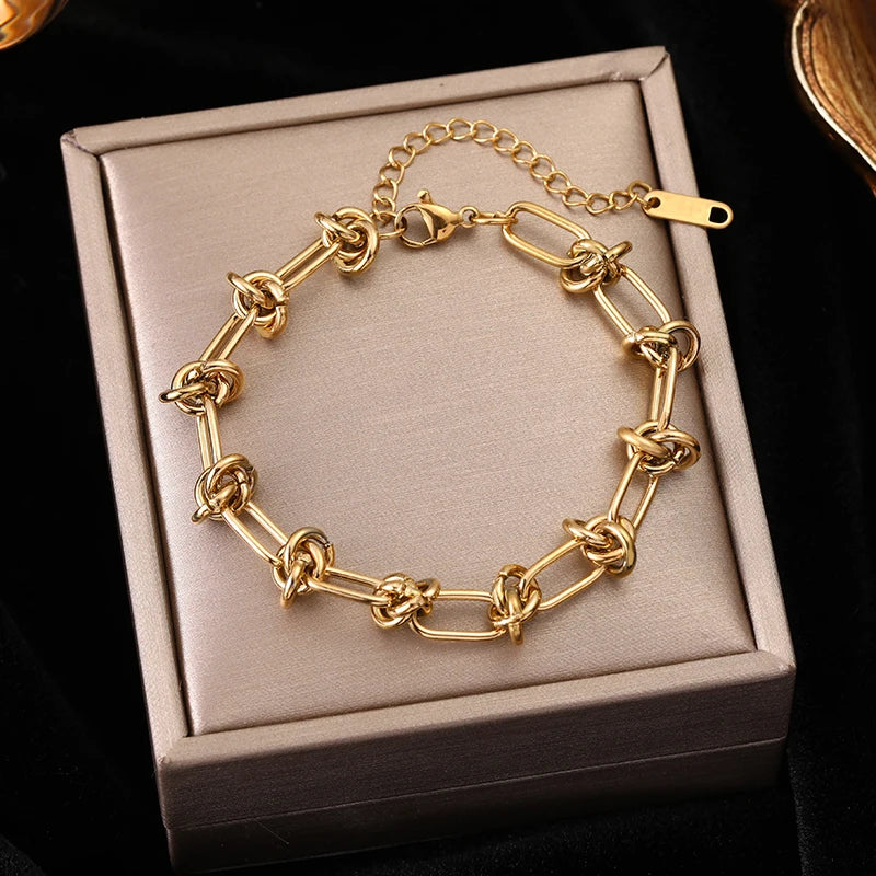 Bracelet torsadé en acier inoxydable 316l doré 18k