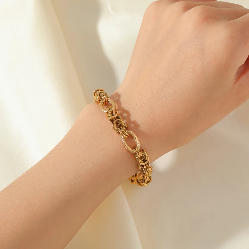 Bracelet torsadé en acier inoxydable 316l doré 18k