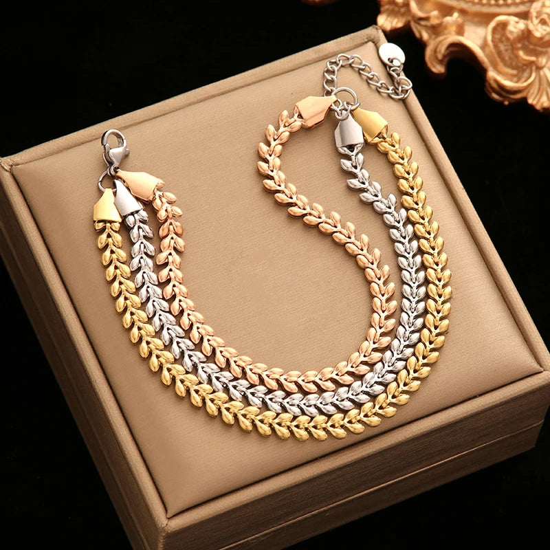 Bracelet torsadé en acier inoxydable 316l doré 18k